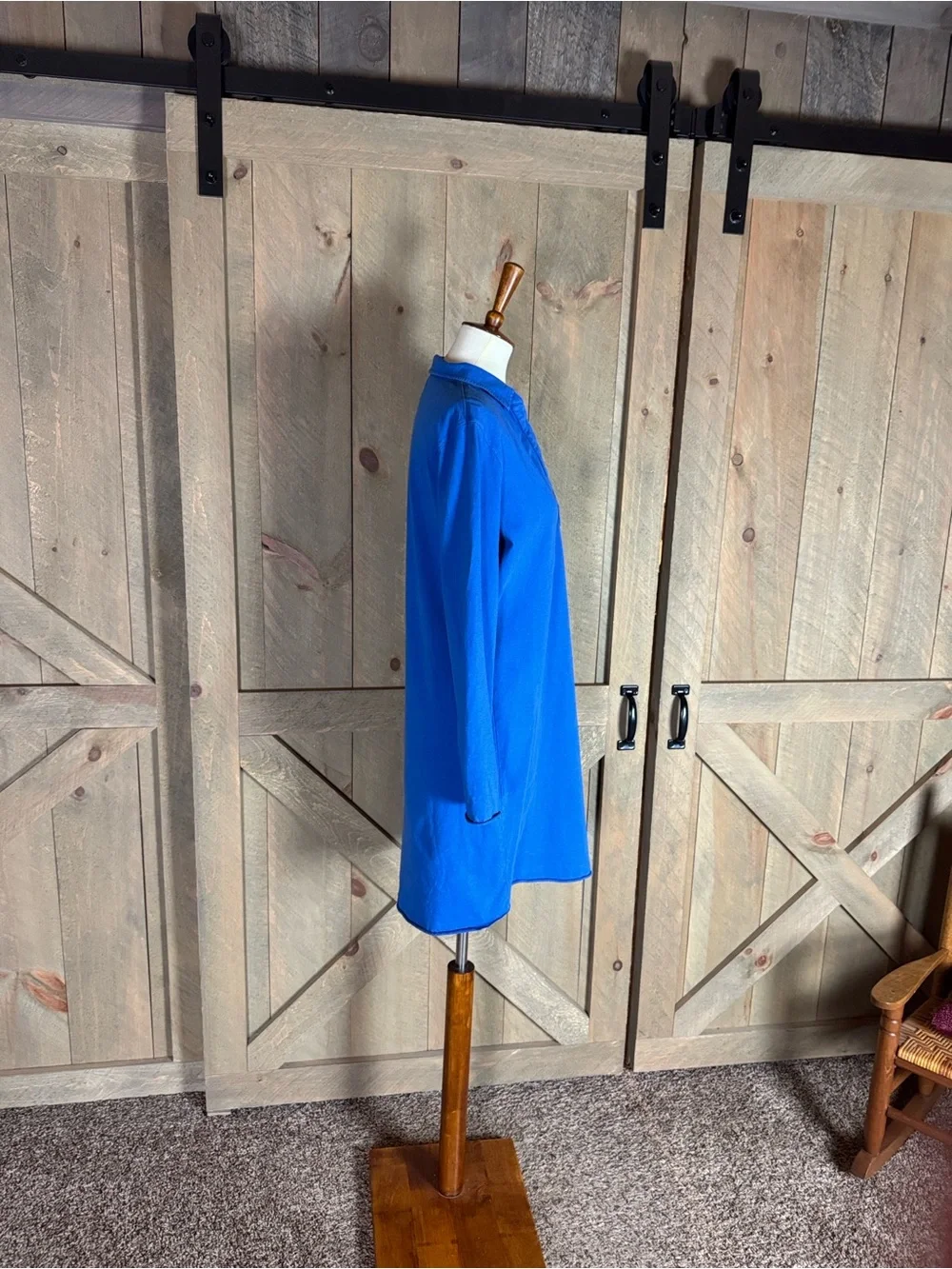 Frank & Eileen Nicole royal blue Henley popover dress Size Large 100% cotton - Picture 7 of 12